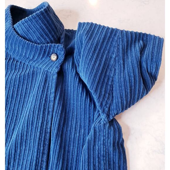 BRYN WALKER Ribbed Corduroy Jacket Blue Minimalist Lagenlook Women's Size Medium - Picture 6 of 13